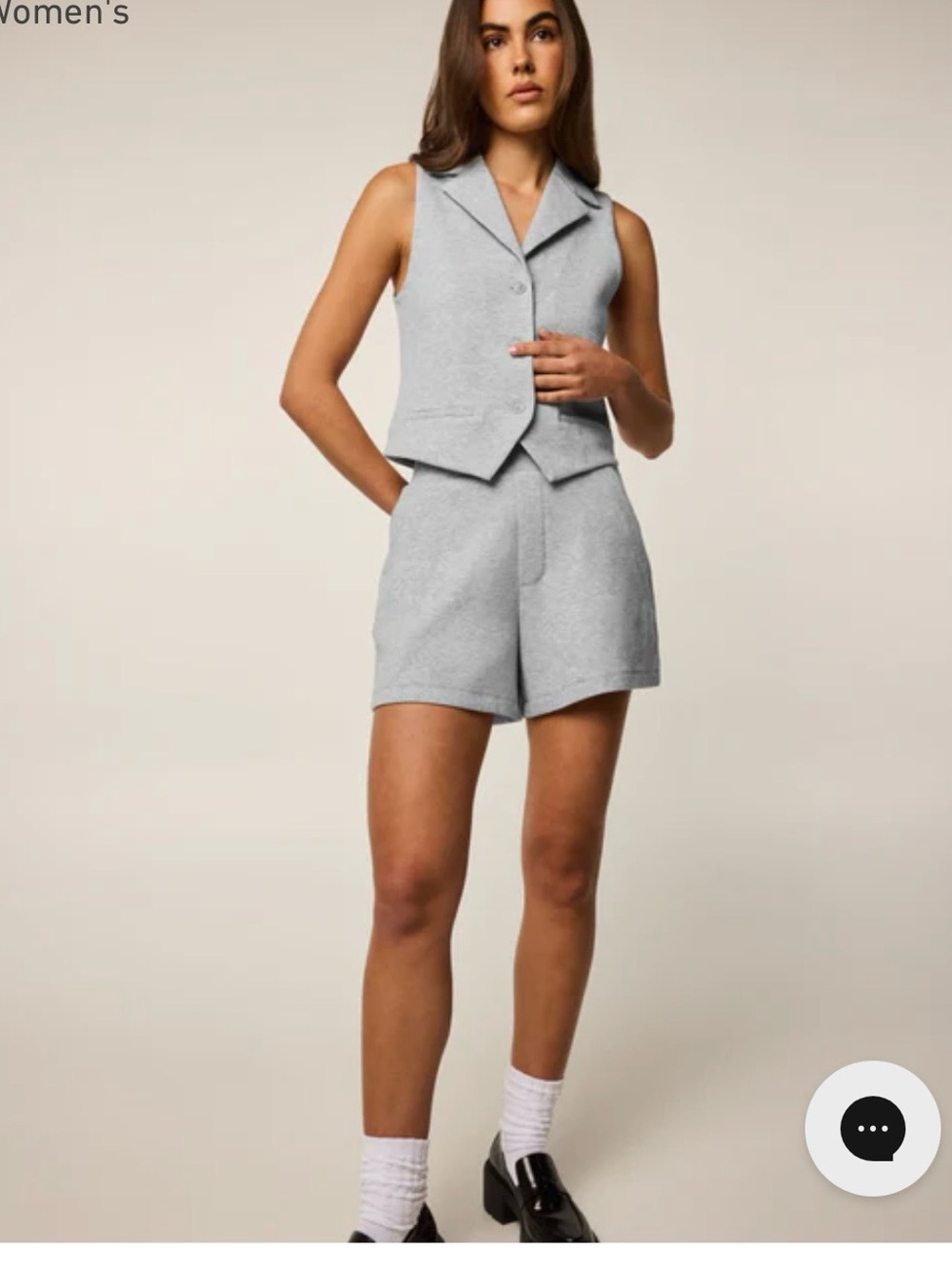 Greyson Clothiers Light Gray Sleeveless Buttoned Knit Vest + Shorts Set